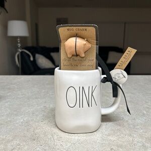 Rae Dunn Oink Mug with Charm NWT